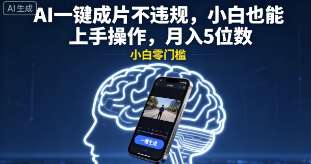 AI一键成片不违规，小白也能上手操作，月入5位数-领学通