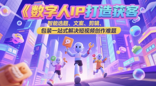 数字人IP打造获客变现实操课，智能选题、文案、剪辑、包装一站式解决短视频创作难题-领学通