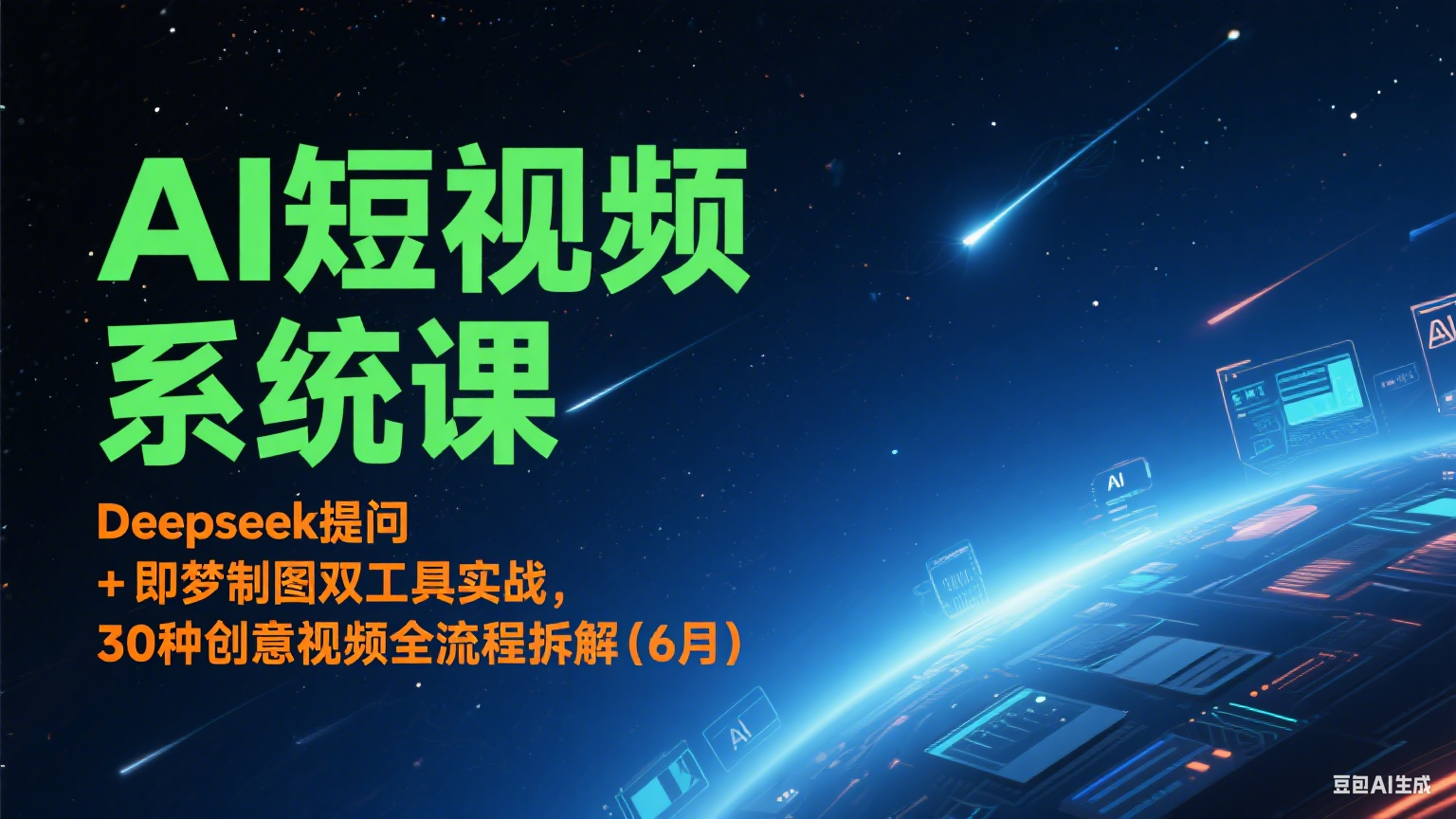 AI短视频系统课：Deepseek提问 + 即梦制图双工具实战，30种创意视频全流程拆解(6月)-领学通