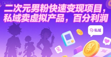 二次元男粉快速变现项目，私域卖虚拟产品，百分利润-领学通