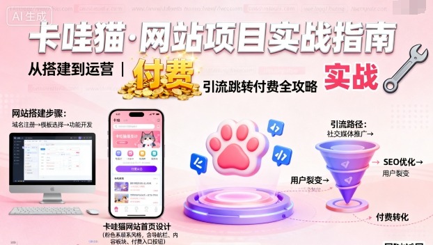 卡哇猫·网站项目，网站搭建与运营以及引流跳转付费-领学通