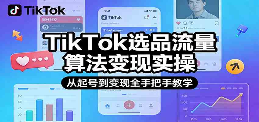 TikTok选品流量算法变现实操，从起号到变现全手把手教学-领学通