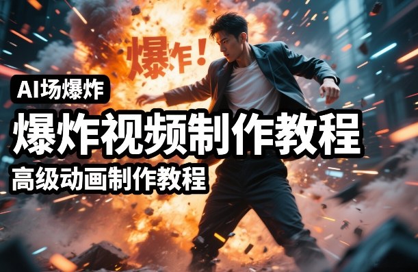 AI场景爆炸视频制作教程，利用人物实拍视频制作出高级的动画特效-领学通