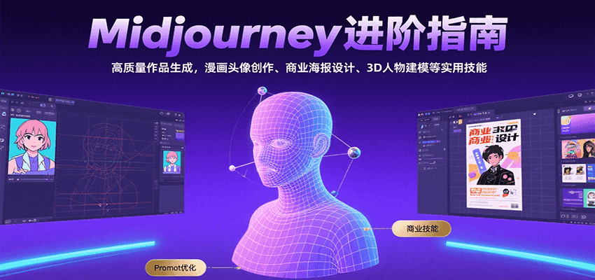 Midjourney进阶指南：高质量作品生成，漫画头像创作、商业海报设计、3D人物建模等-领学通