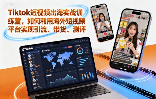 Tiktok短视频出海实战训练营,如何利用海外短视频平台实现引流、带货、测评-领学通