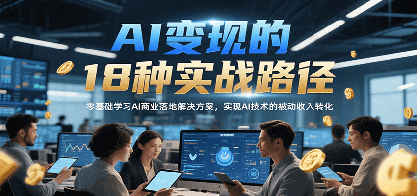 AI变现的18种实战路径，零基础学习AI商业落地解决方案，实现AI技术的被动收入转化-领学通