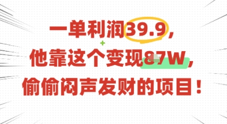 一单利润39.9，有人靠这个变现几十个，偷偷闷声发财的项目-领学通