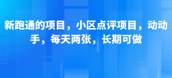 新跑通的项目，小区点评项目，动动手，每天两张，长期可做-领学通