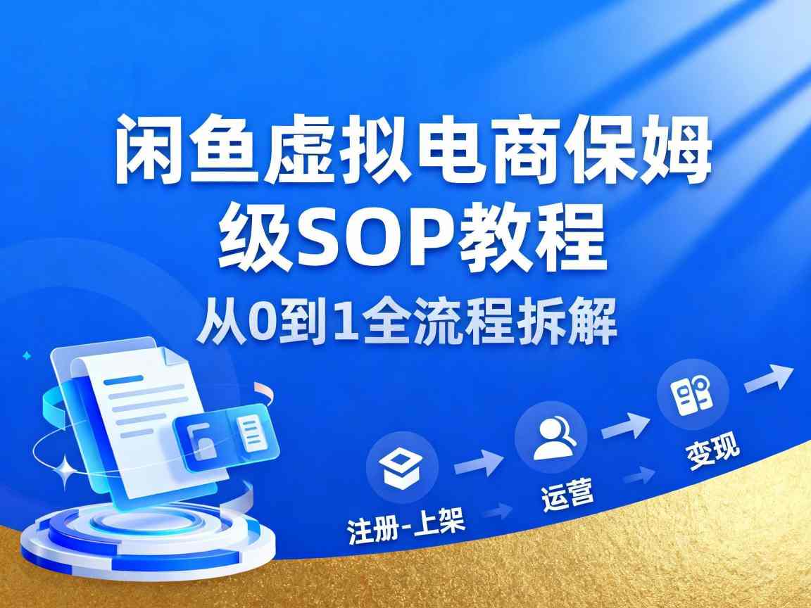 闲鱼虚拟电商,月入轻松过1W,保姆级SOP教程-领学通