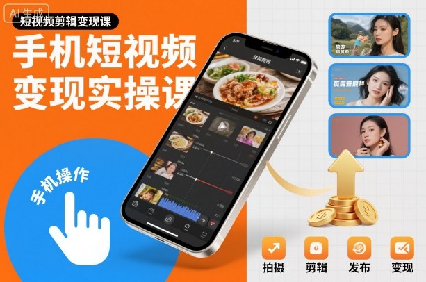 手机短视频变现实操课，短视频剪辑变现课-领学通