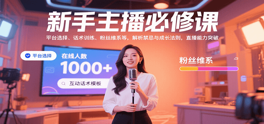 新手主播必修课:平台选择、话术训练、粉丝维系等,解析禁忌与成长法则,突破直播能力-领学通