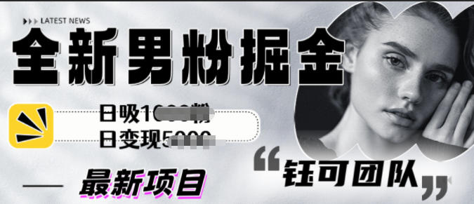 全新男粉掘金思路日吸粉100+日变现1k+-领学通