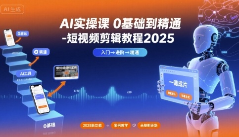 AI实操课0基础到精通-短视频剪辑教程2025-领学通