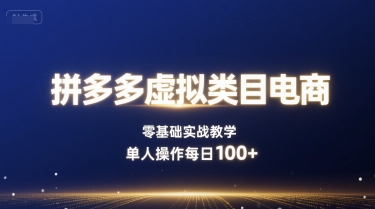 拼多多虚拟类目电商，零基础实战教学，单人操作每日100+-领学通