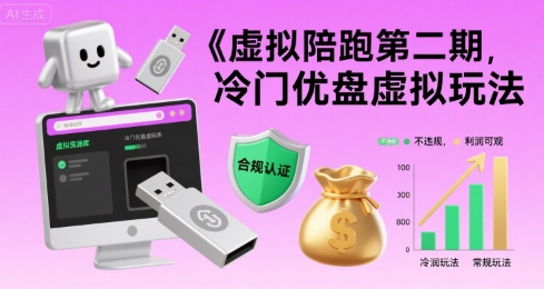 虚拟陪跑第二期，冷门优盘虚拟玩法，不违规，利润可观-领学通