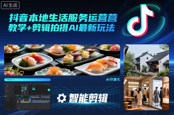 抖音本地生活服务运营教学+剪辑拍摄AI最新玩法-领学通