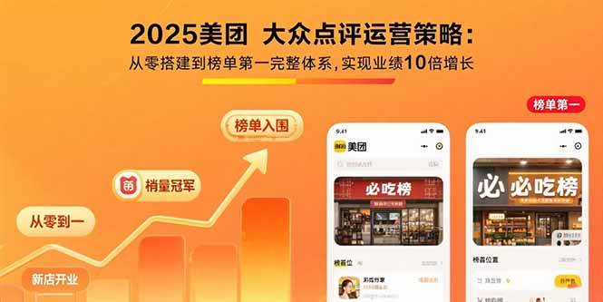 （15602期）2025美团 大众点评运营策略:从零搭建到榜单第一完整体系,实现业绩10倍增长-领学通
