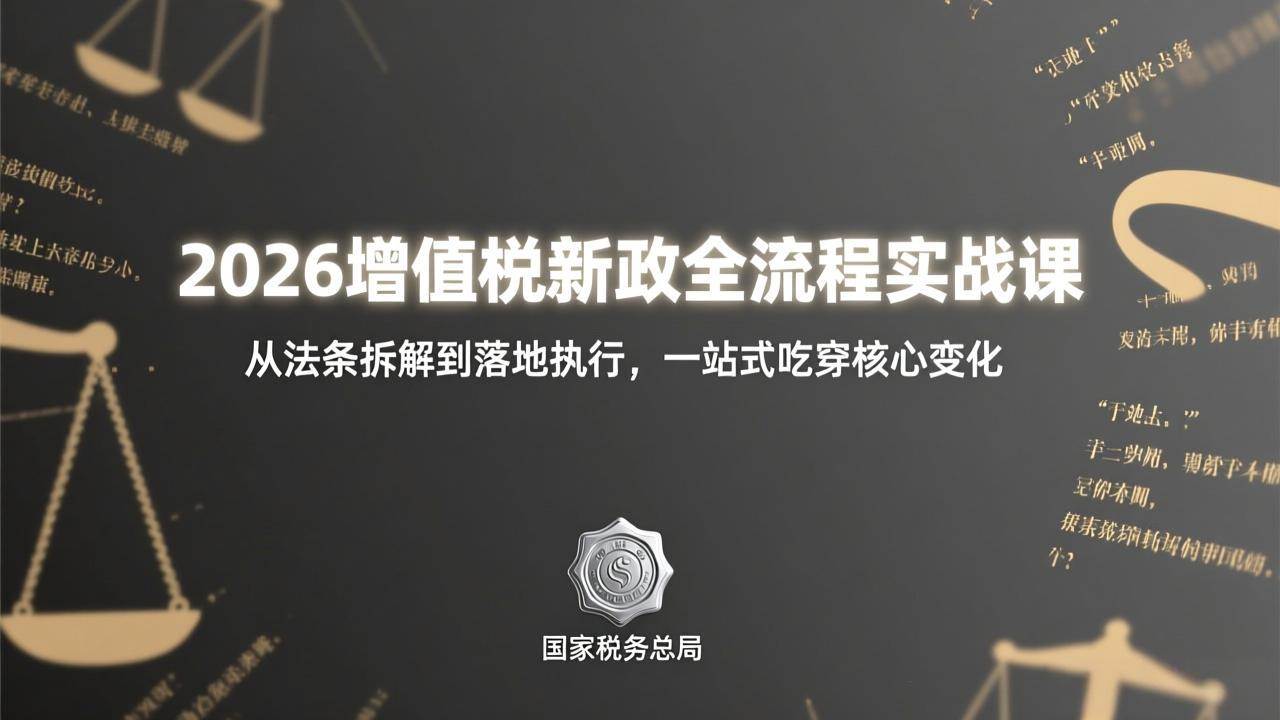 （17529期）2026增值税新政全流程实战课：从法条拆解到落地执行，一站式吃透核心变化-领学通