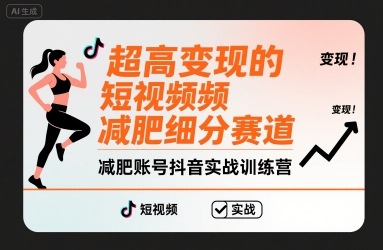 超高变现的短视频减肥细分赛道，减肥账号抖音实战训练营-领学通
