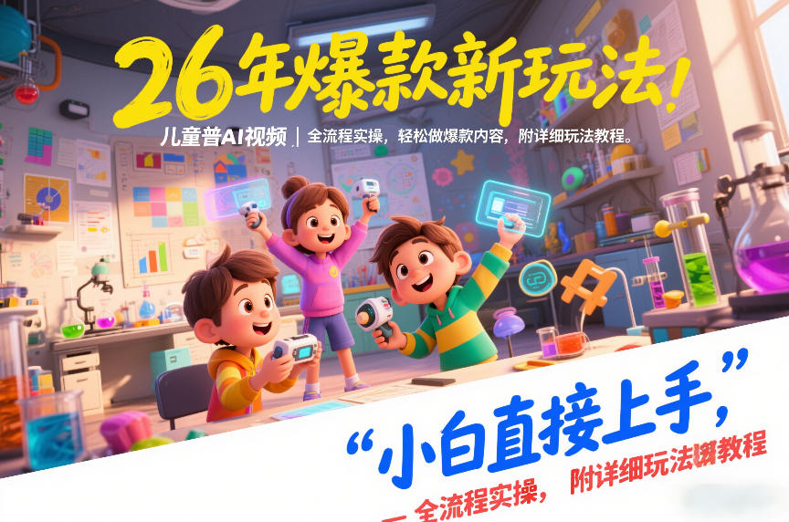 26年爆款新玩法,儿童科普AI视频,全流程实操,轻松做爆款内容,小白直接上手,附详细玩法教程-领学通