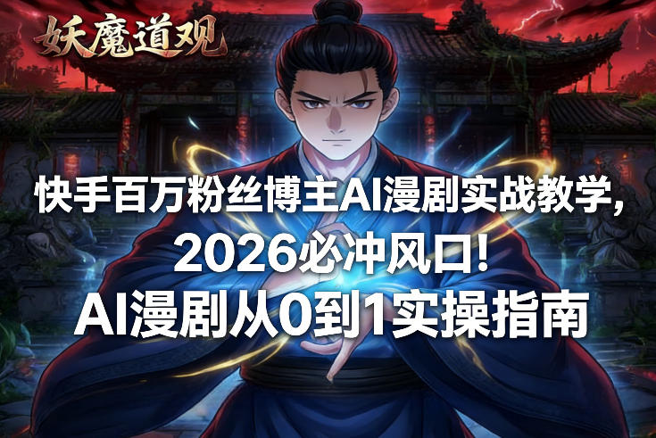 快手百万粉丝博主AI漫剧实战教学，2026必冲风口！AI漫剧从0到1实操指南-领学通