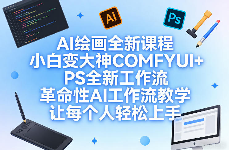 AI绘画全新课程，小白变大神COMFYUI+PS全新工作流，革命性AI工作流教学，让每个人轻松上手-领学通