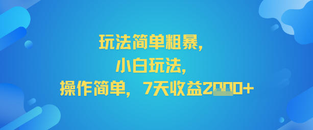 玩法简单粗暴,小白玩法,操作简单,7天收益2k+-领学通