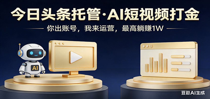 头条号AI托管，我提供作品，你提供账号，每天5分钟发布，小白躺赚3000+-领学通