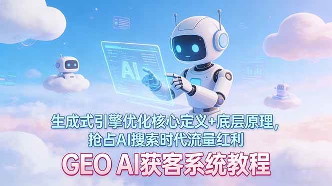 (17604期)GEO AI获客系统教程:生成式引擎优化核心定义+底层原理,抢占AI搜索时代流量红利-领学通