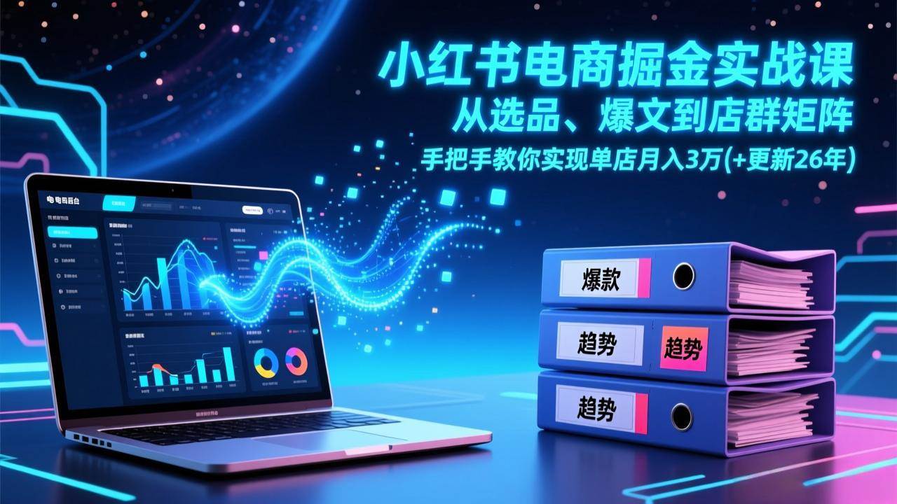 (17290期)小红书电商掘金实战课,从选品、爆文到店群矩阵,手把手教你实现单店月入3万+(更新26年)-领学通
