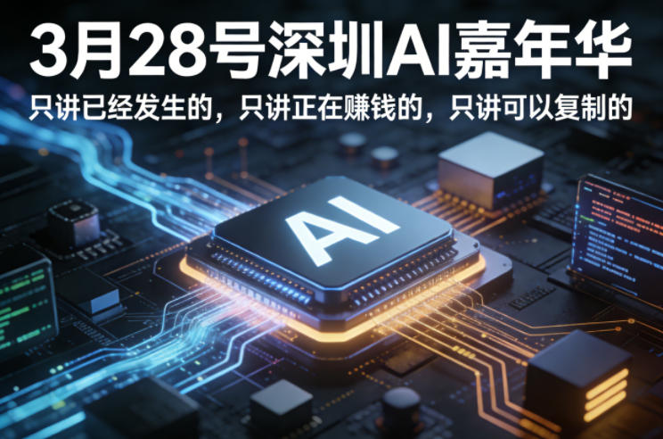3月28号深圳AI嘉年华，只讲已经发生的，只讲正在賺钱的，只讲可以复制的-领学通