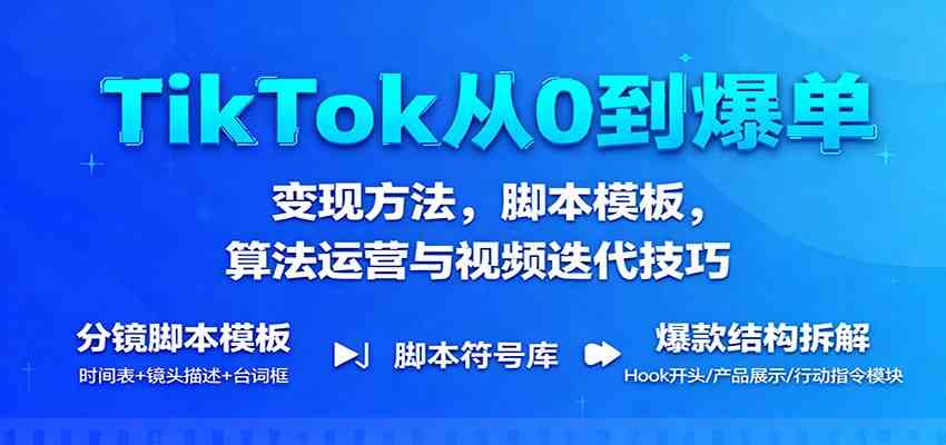 TikTok从0到爆单:变现方法,脚本模板,算法运营与视频迭代技巧-领学通