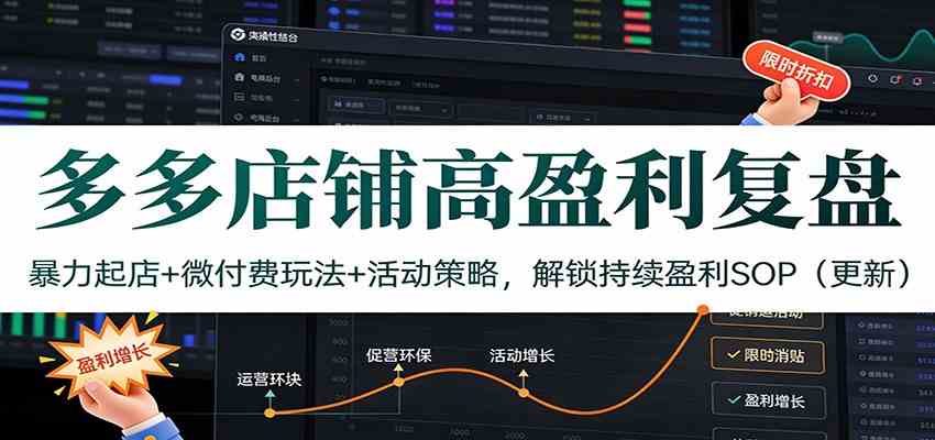 多多店铺高盈利复盘：暴力起店+微付费玩法+活动策略，解锁持续盈利SOP（更新）-领学通