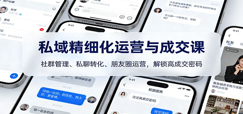 私域精细化运营与成交课:社群管理、私聊转化、朋友圈运营,解锁高成交密码-领学通