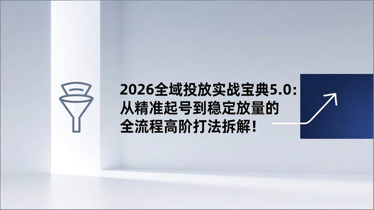 (17156期)2026全域投放实战宝典5.0:从精准起号到稳定放量的全流程高阶打法拆解!-领学通