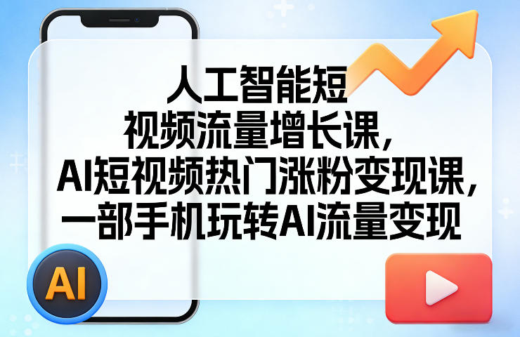 人工智能短视频流量增长课，AI短视频热门涨粉变现课，一部手机玩转AI流量变现-领学通