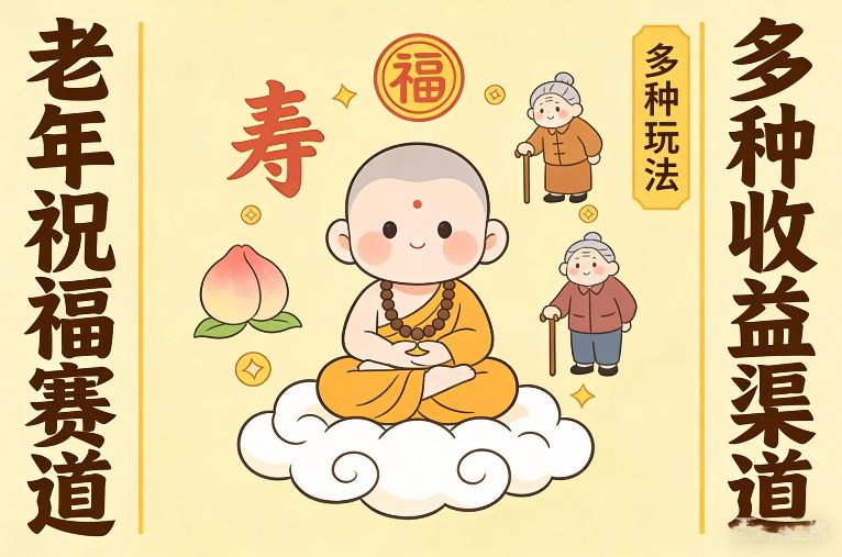 老年祝福赛道，漫画+小佛陀，多种玩法+多种收益渠道【附详细教程】-领学通