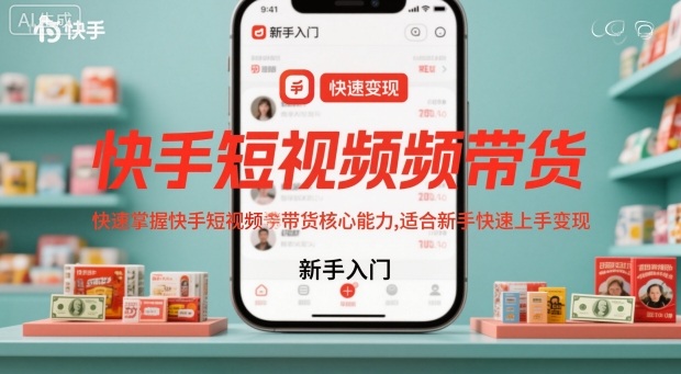 快手短视频带货,快速掌握快手短视频带货核心能力,适合新手快速上手变现-领学通