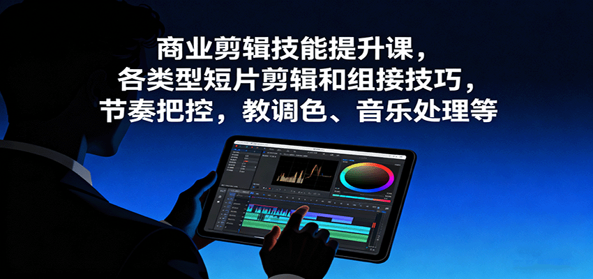 商业剪辑技能提升课,各类型短片剪辑和组接技巧,节奏把控,教调色、音乐处理等-领学通