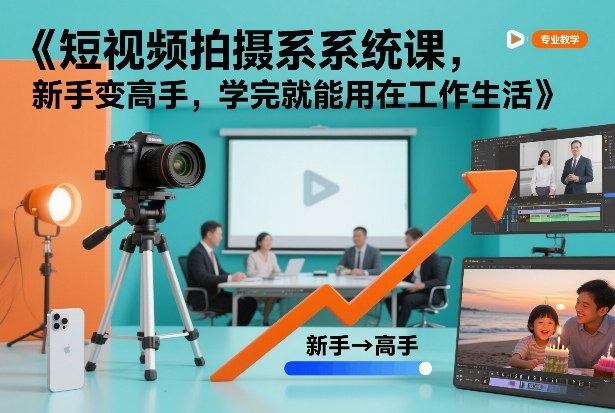 短视频拍摄系统课,新手变高手,学完就能用在工作生活-领学通