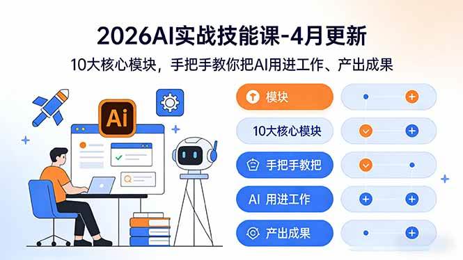 （17941期）2026AI实战技能课-4月更新：10大核心模块，手把手教你把AI用进工作、产出成果-领学通