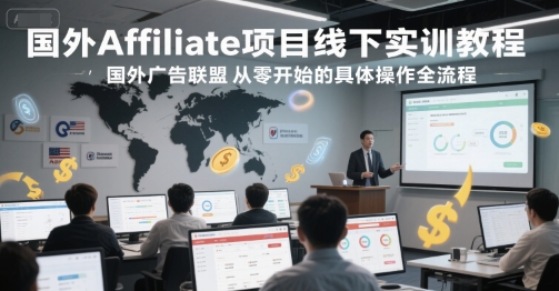 国外Affiliate项目线下实训教程，国外广告联盟从零开始的具体操作全流程-领学通