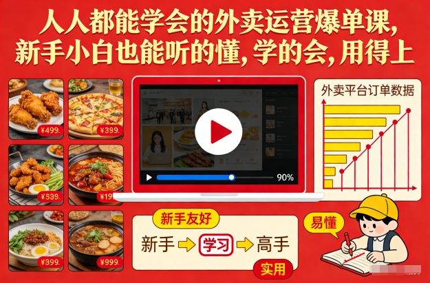 人人都能学会的外卖运营爆单课,新手小白也能听的懂,学的会,用得上-领学通