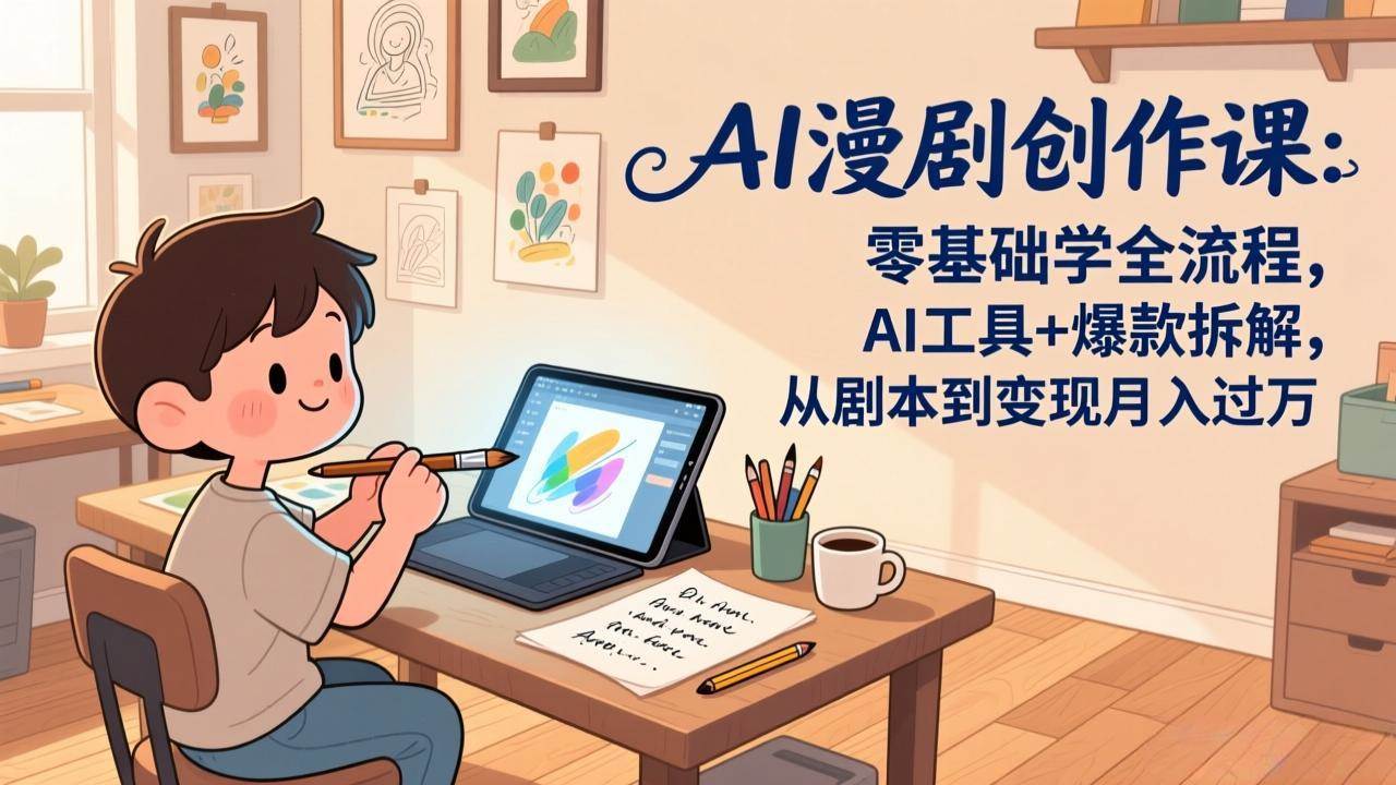（17519期）AI漫剧创作课：零基础学全流程，AI工具+爆款拆解，从剧本到变现月入过万-领学通