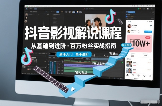 抖音百万粉丝影视解说课程，基础到进阶课，适合新手和进阶学习-领学通