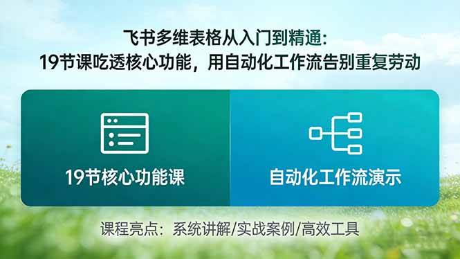 （17634期）飞书多维表格从入门到精通：19节课吃透核心功能，用自动化工作流告别重复劳动-领学通