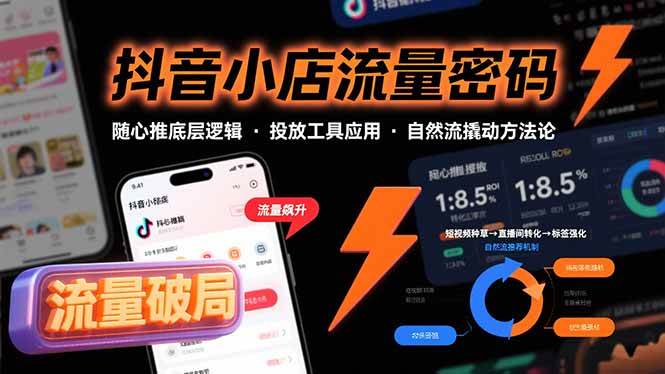 （15680期）抖音小店流量密码，随心推底层逻辑，投放工具应用，自然流撬动核心方法论-领学通