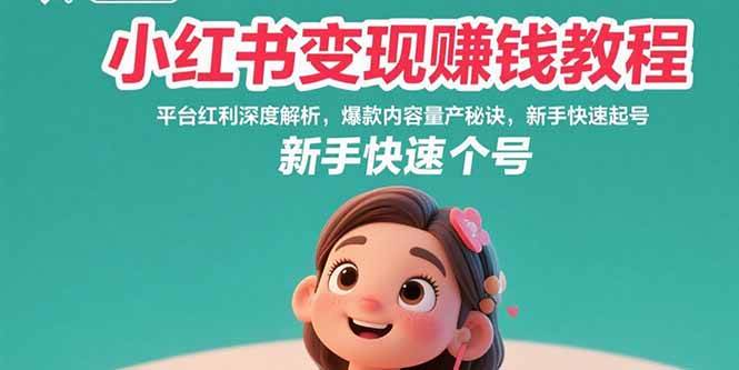 （15559期）小红书变现赚钱教程：平台红利深度解析，爆款内容量产秘诀，新手快速起号-领学通