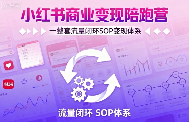 小红书商业变现陪跑营，轻IP矩阵 私域获客 聚光投流，一整套流量闭环SOP变现体系-领学通