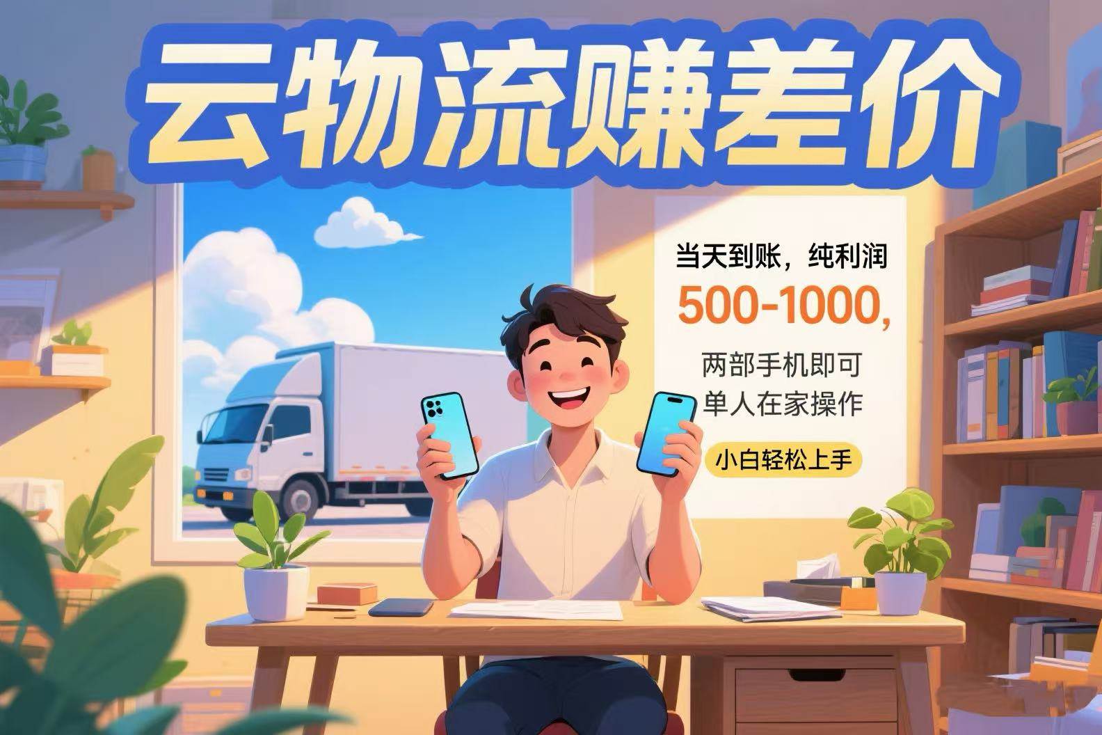 （15492期）云物流赚差价 当天到账纯利润500-1000 两部手机即可 可单人在家操作 小…-领学通
